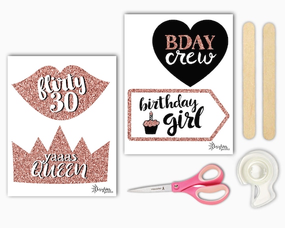 printable photo booth props 30th birthday