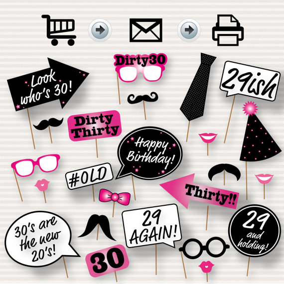 printable photo booth props 30th birthday