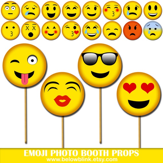 Emoji Photo Props Printable Photo Booth Props Smiley Party Prop ...