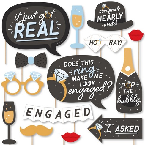 Big Dot Of Happiness Just Engaged - Black And White - Engagement ...