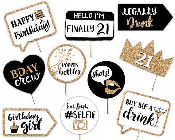 printable photo booth props for 21st birthday