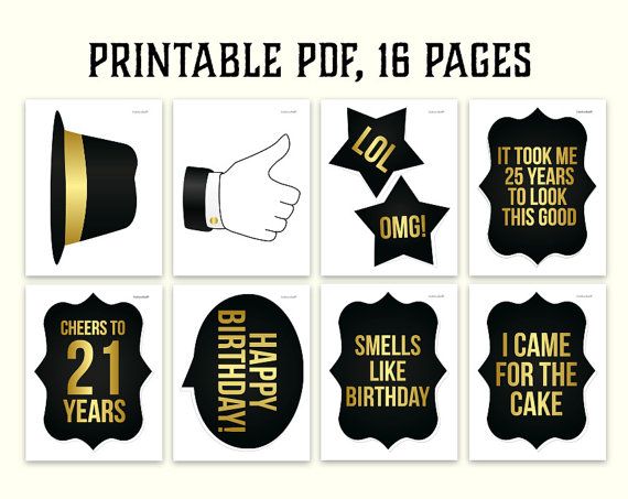 printable photo booth props for 21st birthday