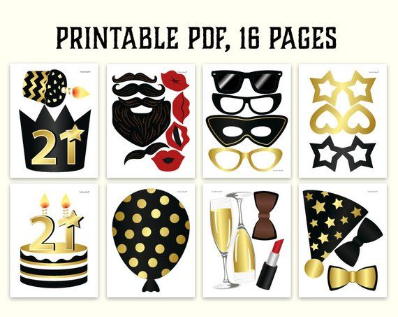 printable photo booth props for 21st birthday