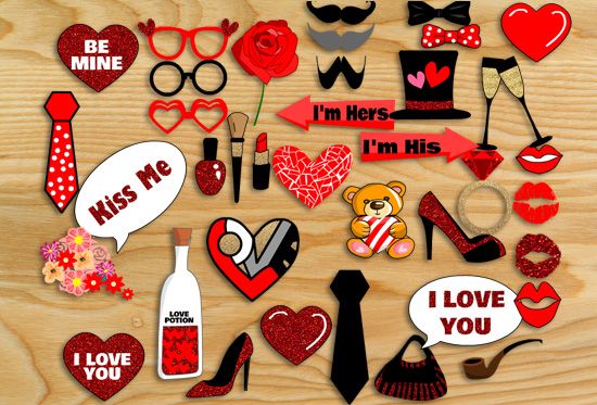 printable photo booth props for valentines