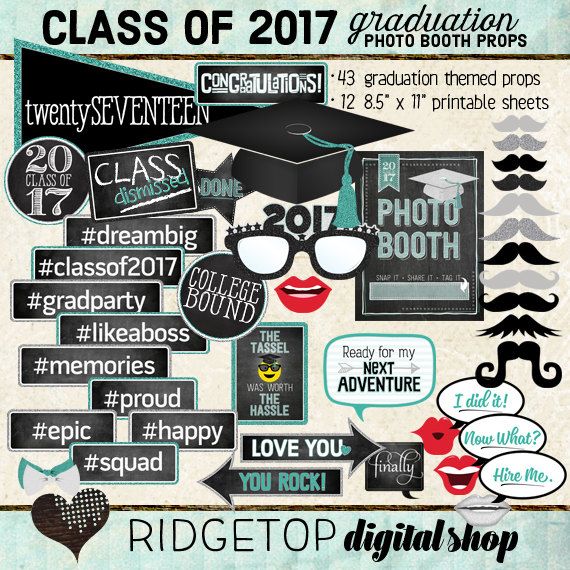 printable photo booth props graduation 2017