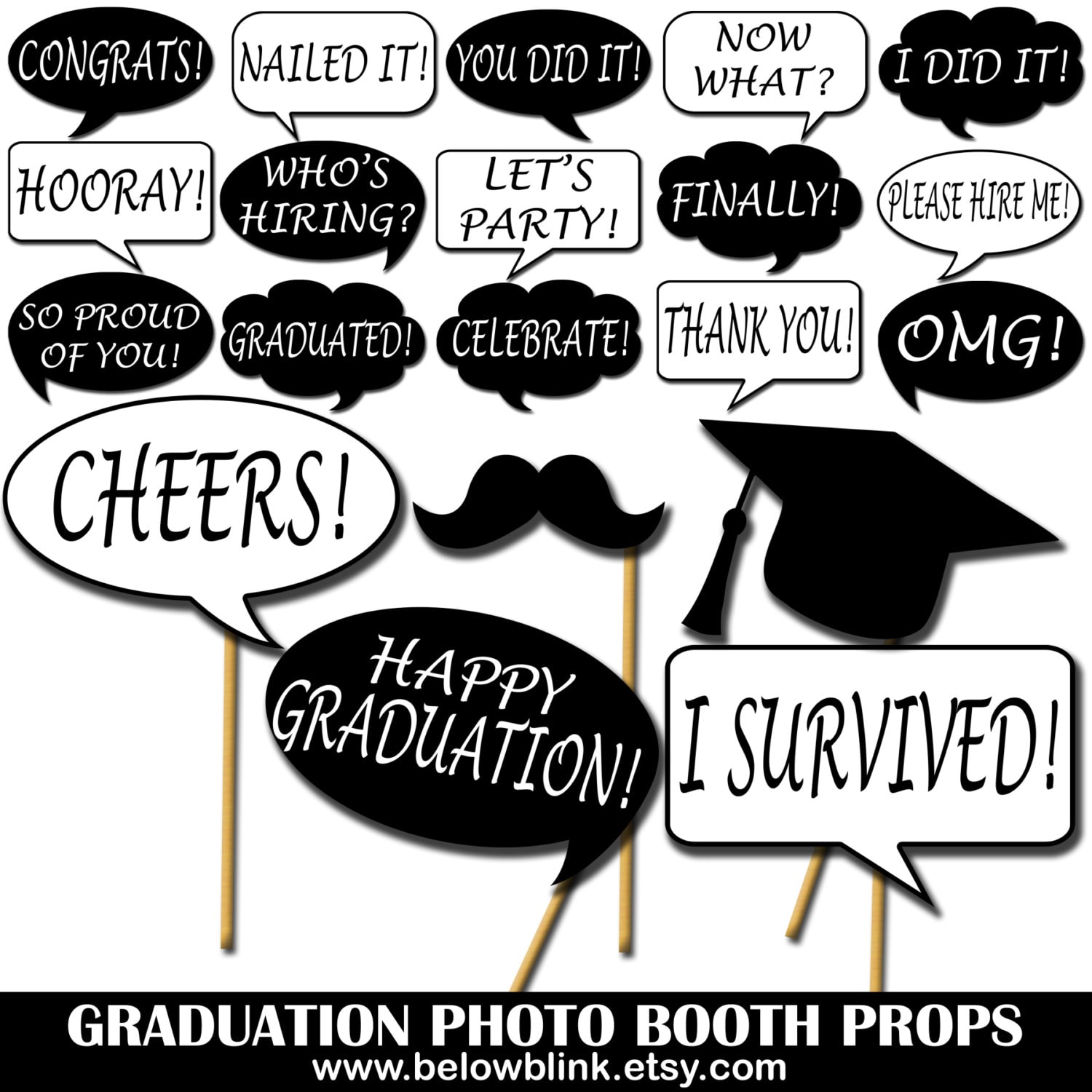 printable photo booth props graduation
