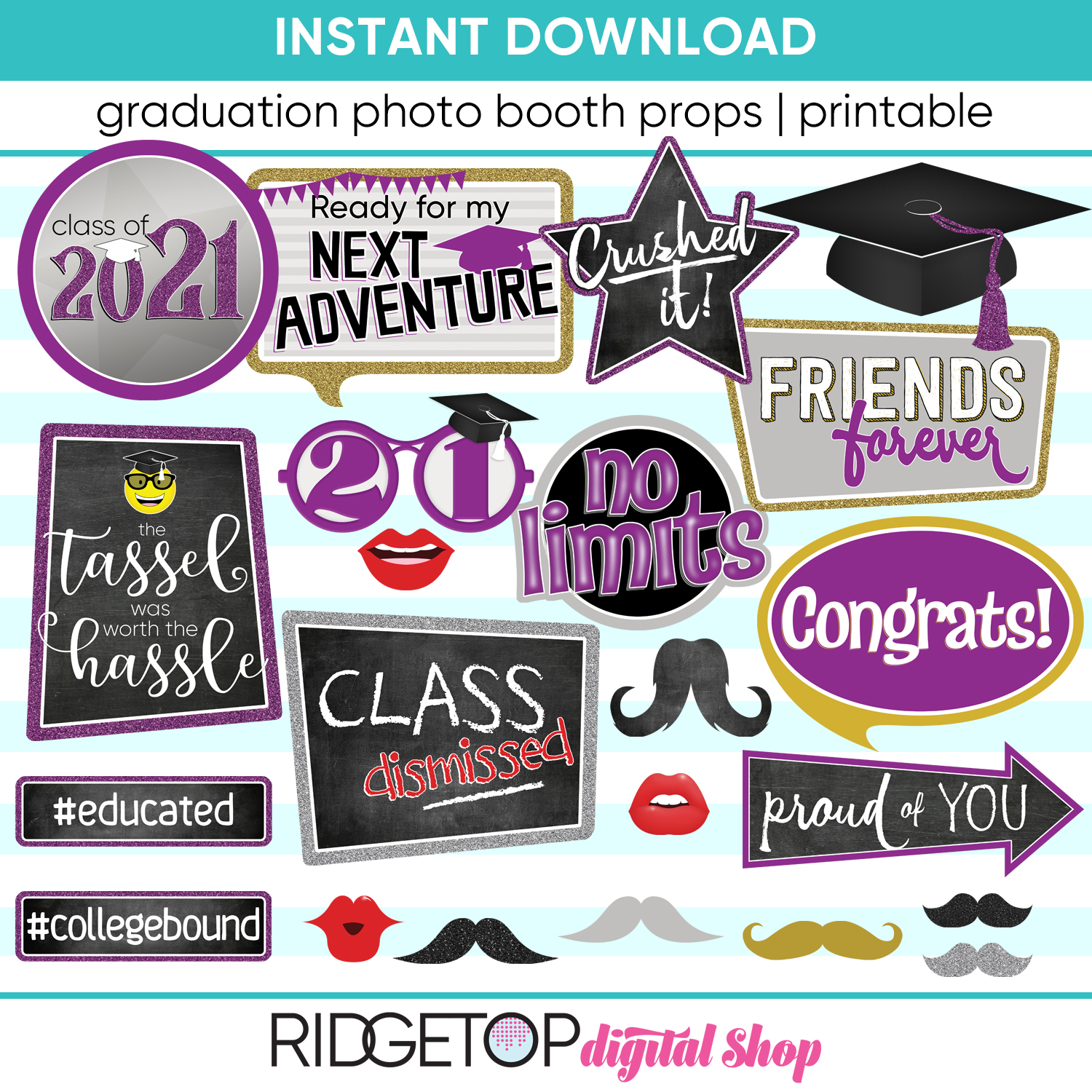 printable photo booth props graduation
