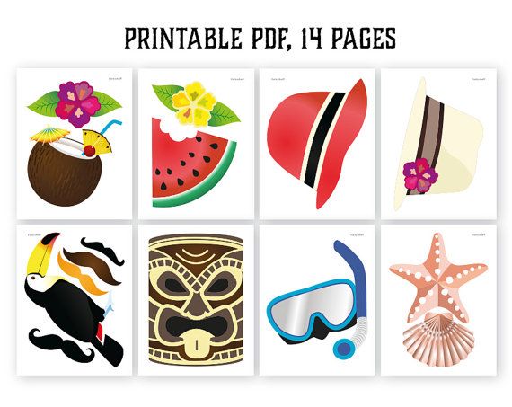 printable photo booth props hawaiian