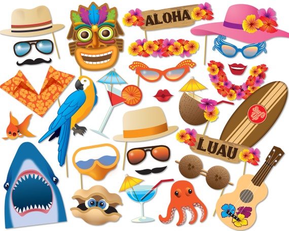 printable photo booth props hawaiian