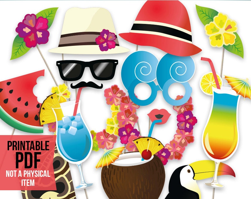 printable photo booth props hawaiian