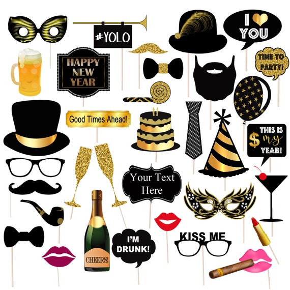 EDITABLE New Years Party Props, Printable Photo Booth Props ...