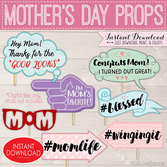Happy Mothers Day Photo Booth Props | Printable Funny Mum Photo ...