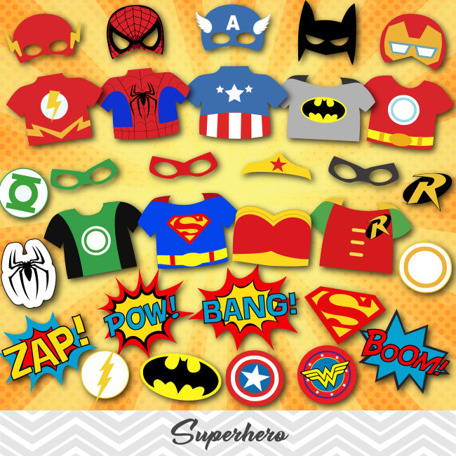 Superhero Photo Booth Props - Tracy Digital Design