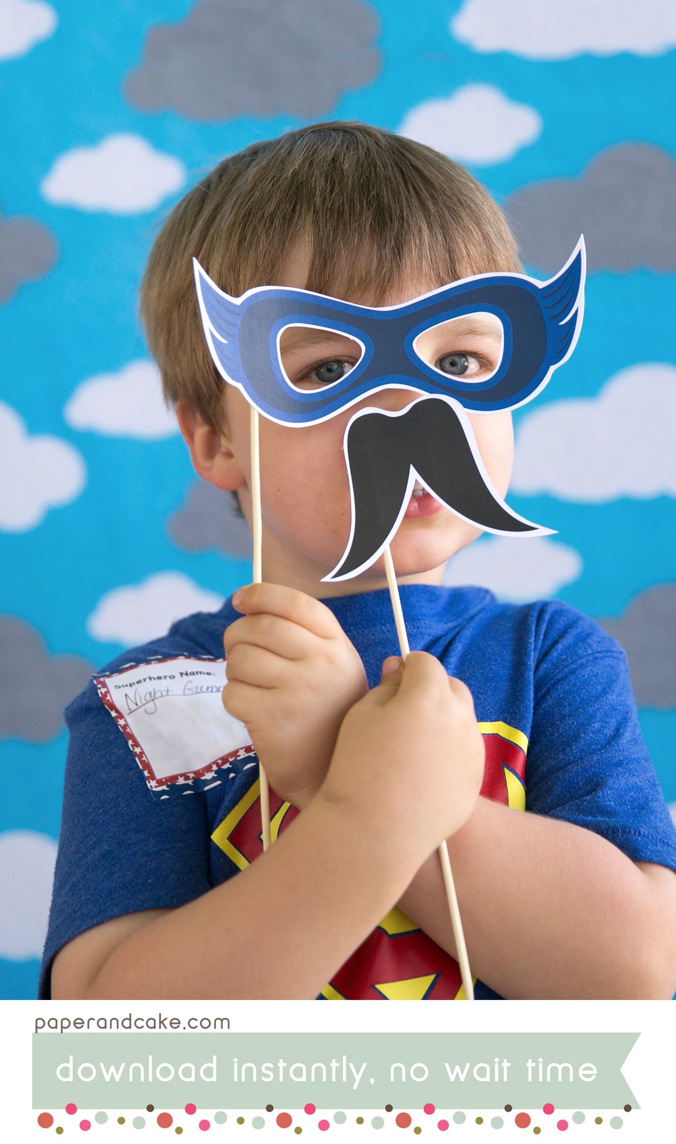 Comic Book Superhero Printable Photo Booth Props - Paper and Cake