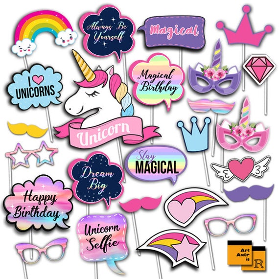 printable photo booth props unicorn