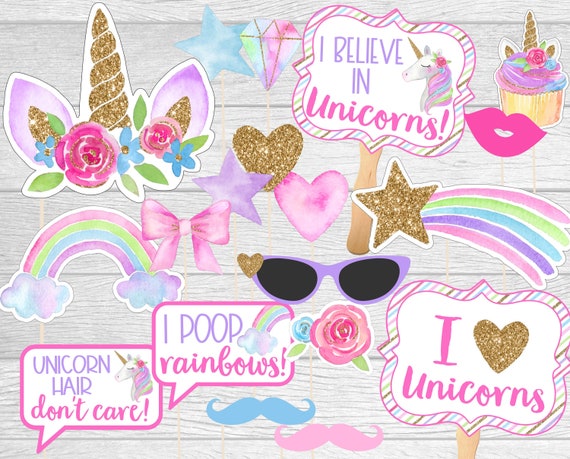 printable photo booth props unicorn