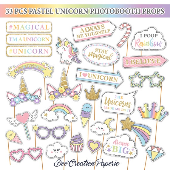 Printable Unicorn Party, Photo Booth Props, Unicorn Birthday ...
