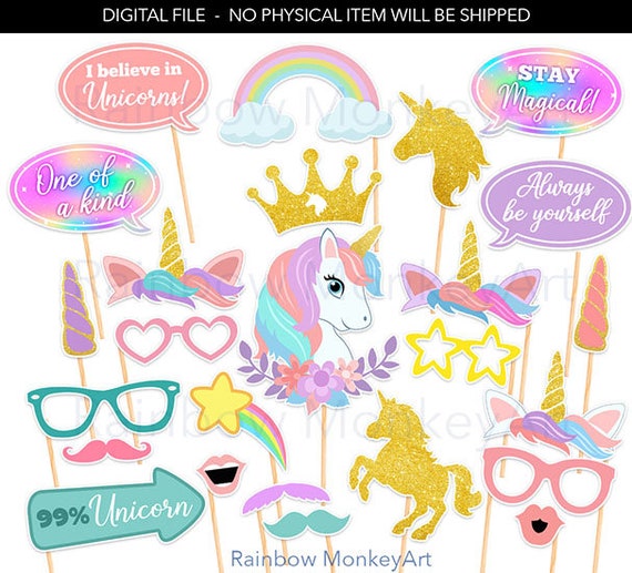printable photo booth props unicorn