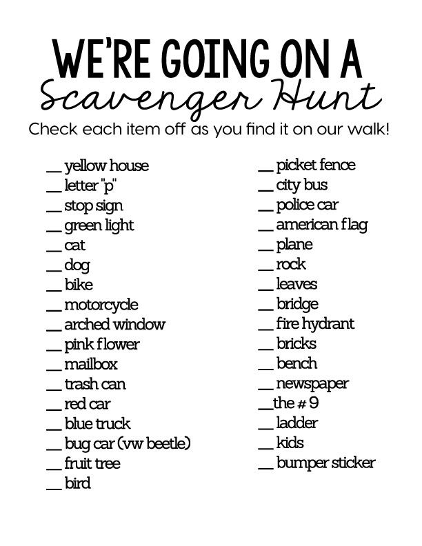 printable photo scavenger hunt list