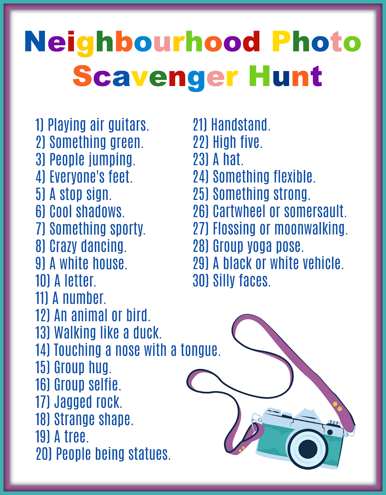 printable photo scavenger hunt list