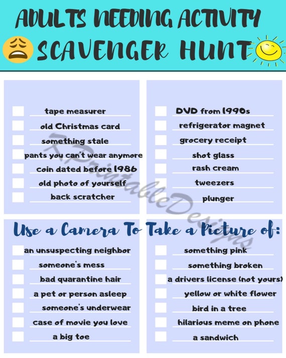 printable photo scavenger hunt list
