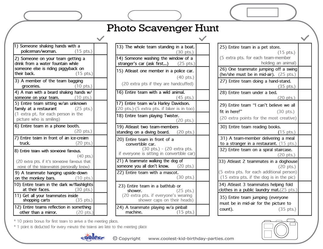 printable photo scavenger hunt list