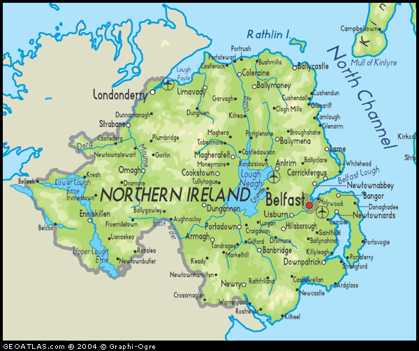 printable physical map of ireland
