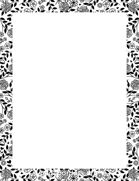 Black and White Flower Border: Clip Art, Page Border, and Vector ...