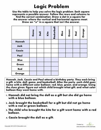 Logic Problem | Worksheet 