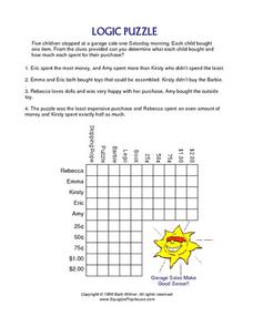 Logic Puzzles Lesson Plans &  Worksheets Reviewed by Teachers