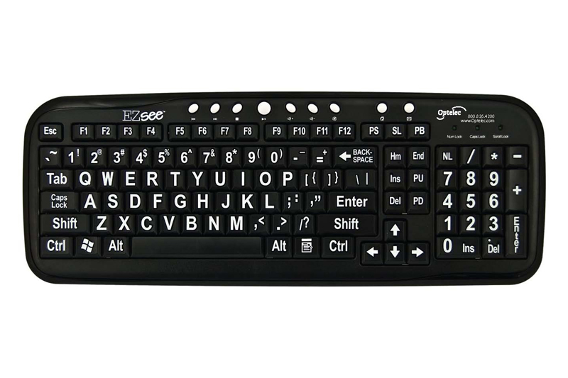 NO LONGER AVAILABLE - Optelec Large Print Keyboard, White on Black ...