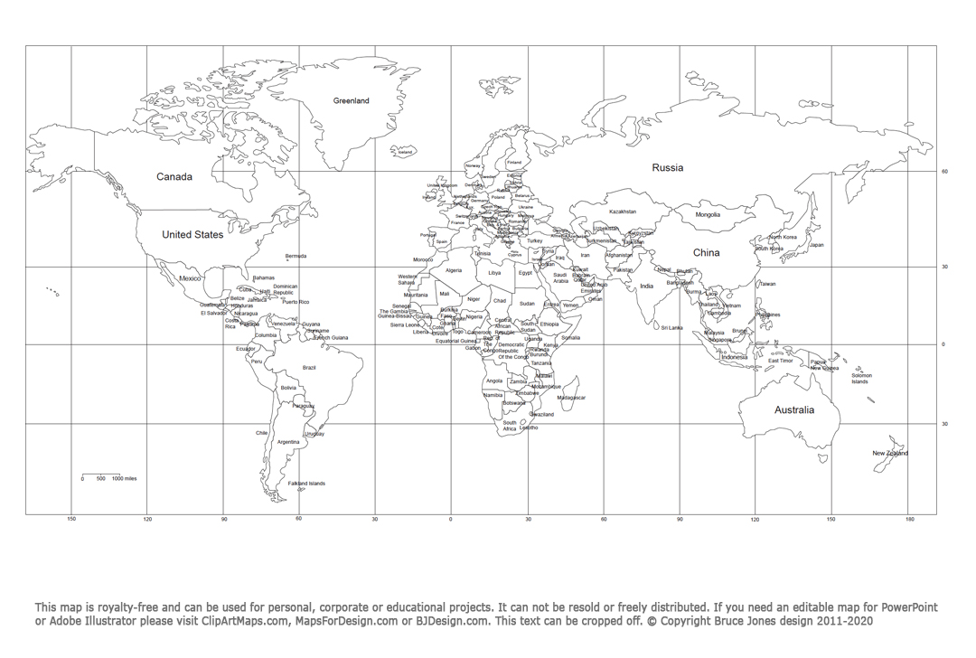 printable picture of the map of the world