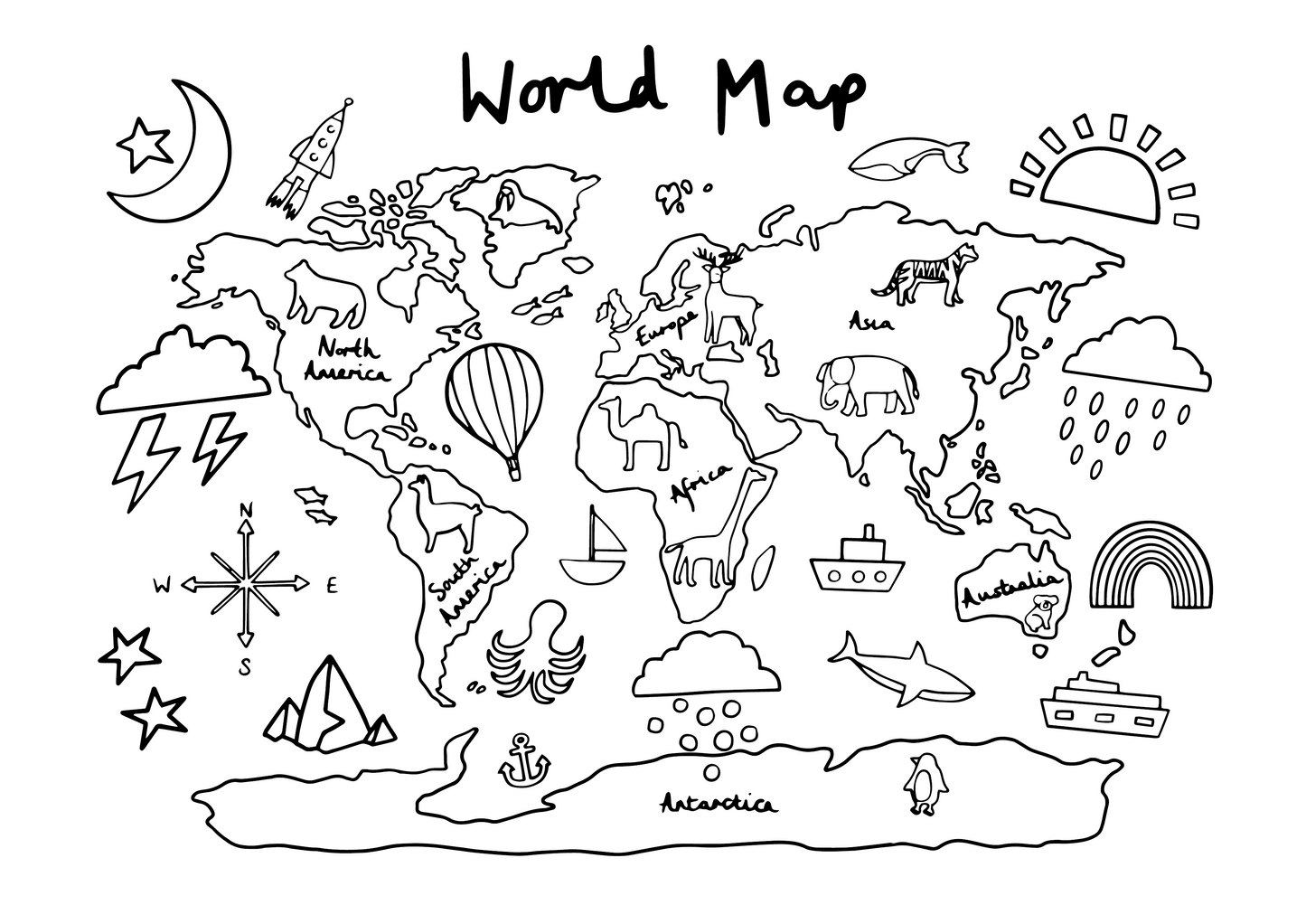 printable picture of the map of the world