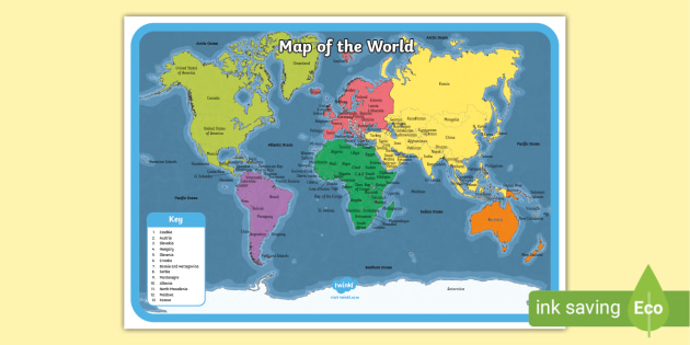 printable picture of the map of the world