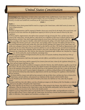 printable picture of us constitution