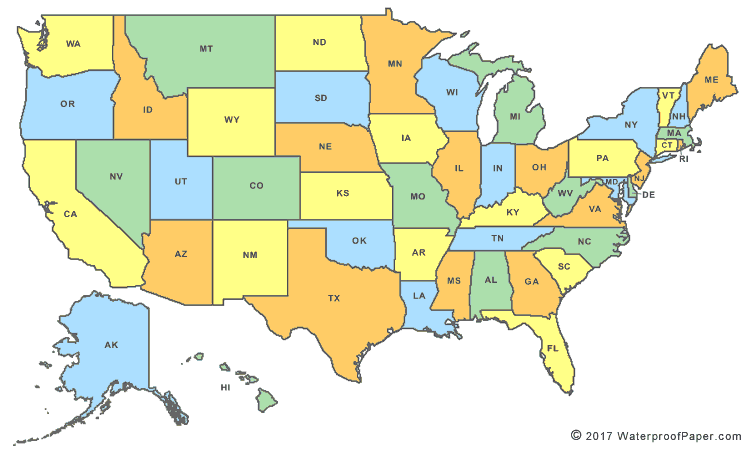 printable picture of us map