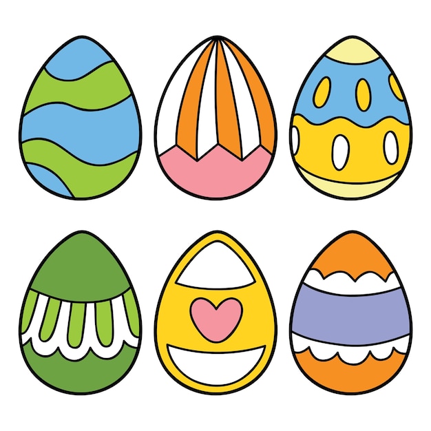 Premium Vector | Set of doodle Easter eggs design printable