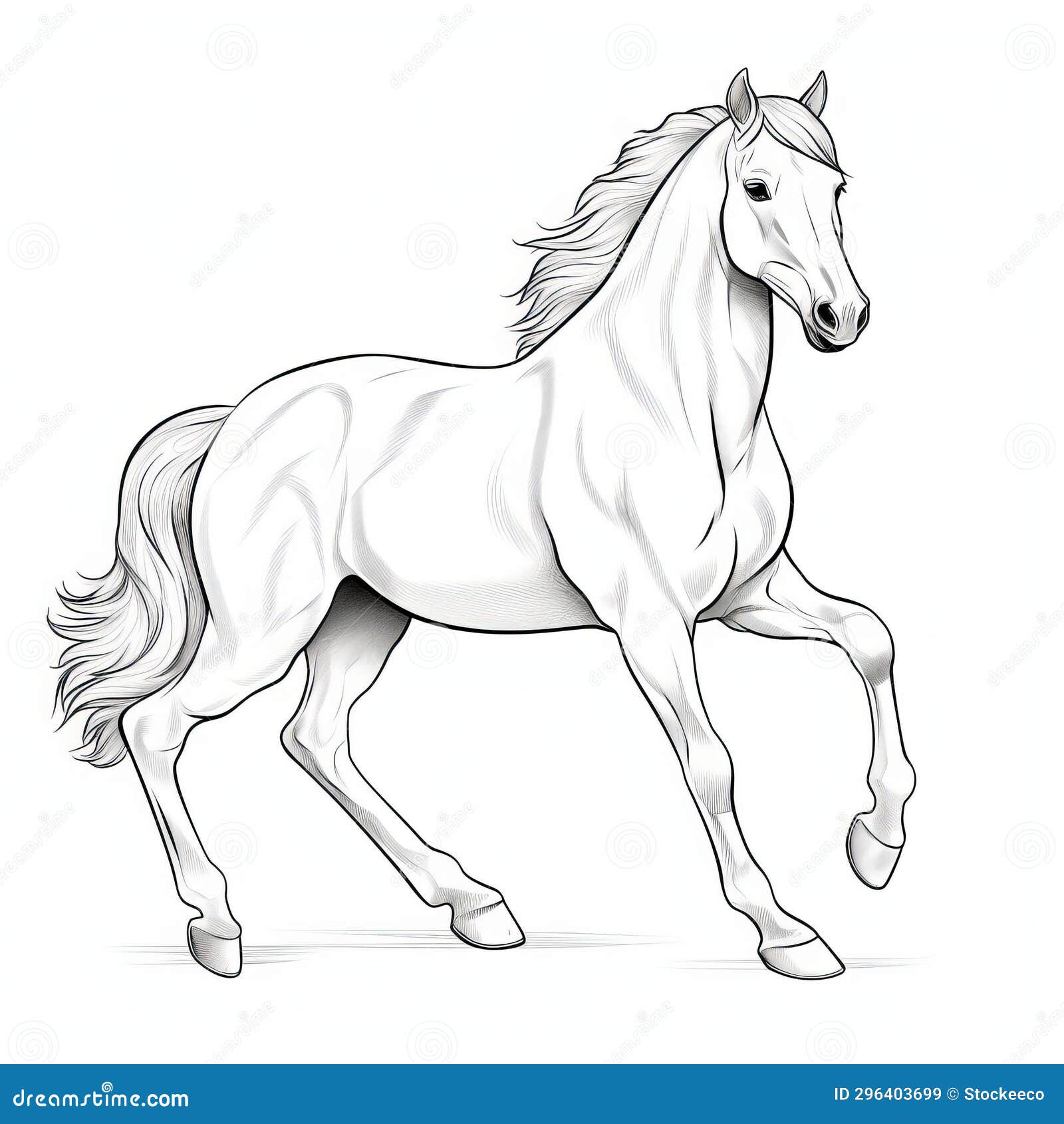 Hyper-realistic Horse Coloring Page Free Printable for Kids Stock ...