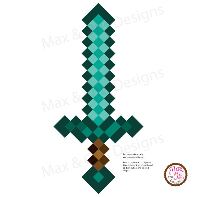 Minecraft Diamond Sword Printable - Max &  Otis Designs