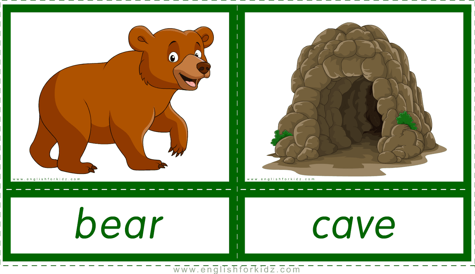 English for Kids Step by Step: Printable Flashcards: Animal Homes ...