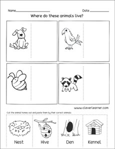 printable pictures of animal homes