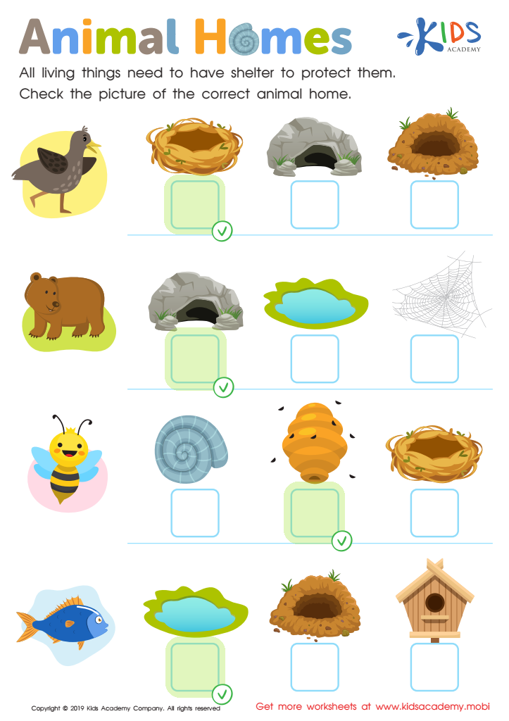 printable pictures of animal homes