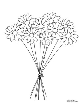 Cute Printable Springtime Flowers Coloring Page for May - floral, bouquet,  daisy