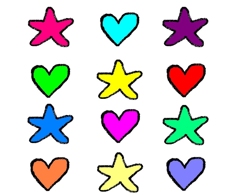 printable pictures of stars and hearts