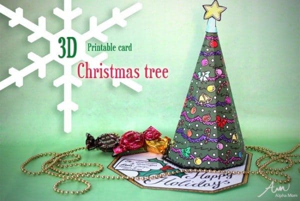 3D Christmas Tree Card Printable | Alpha Mom
