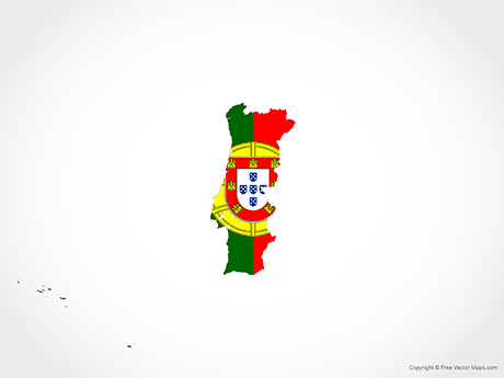 Printable Vector Map of Portugal - Flag | Free Vector Maps