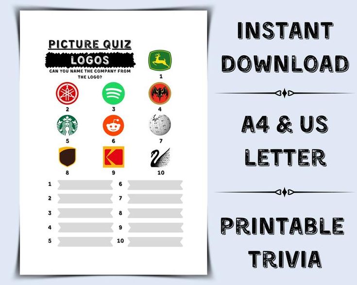 Printable Logo Picture Quiz Pub Quiz Picture Round Logo Trivia ...