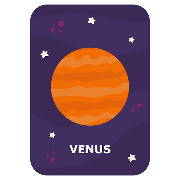 Premium Vector | Venus Vector Space flash card English language ...