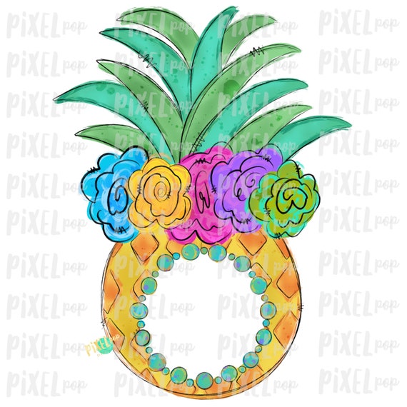 Pineapple With Flower Crown Design Sublimation Monogram Blank ...