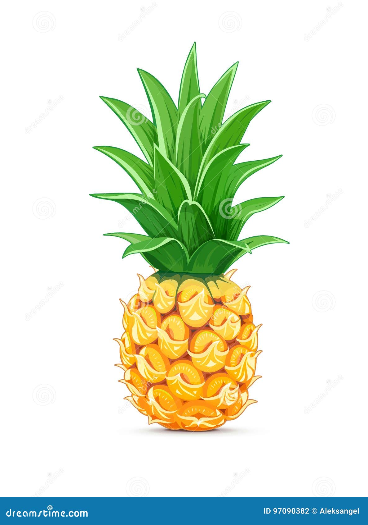 Pineapple with Green Leaf. Tropical Fruit Stock Vector ...